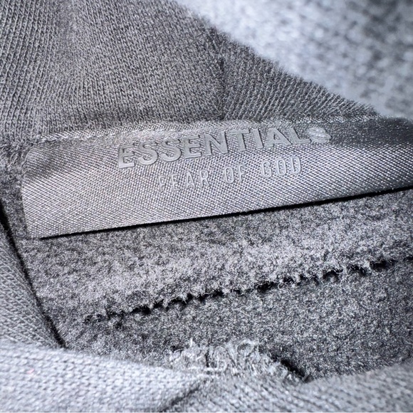 Fear of God Essentials black rubber patch oversized hoodie cotton sweatshirt - Picture 4 of 6